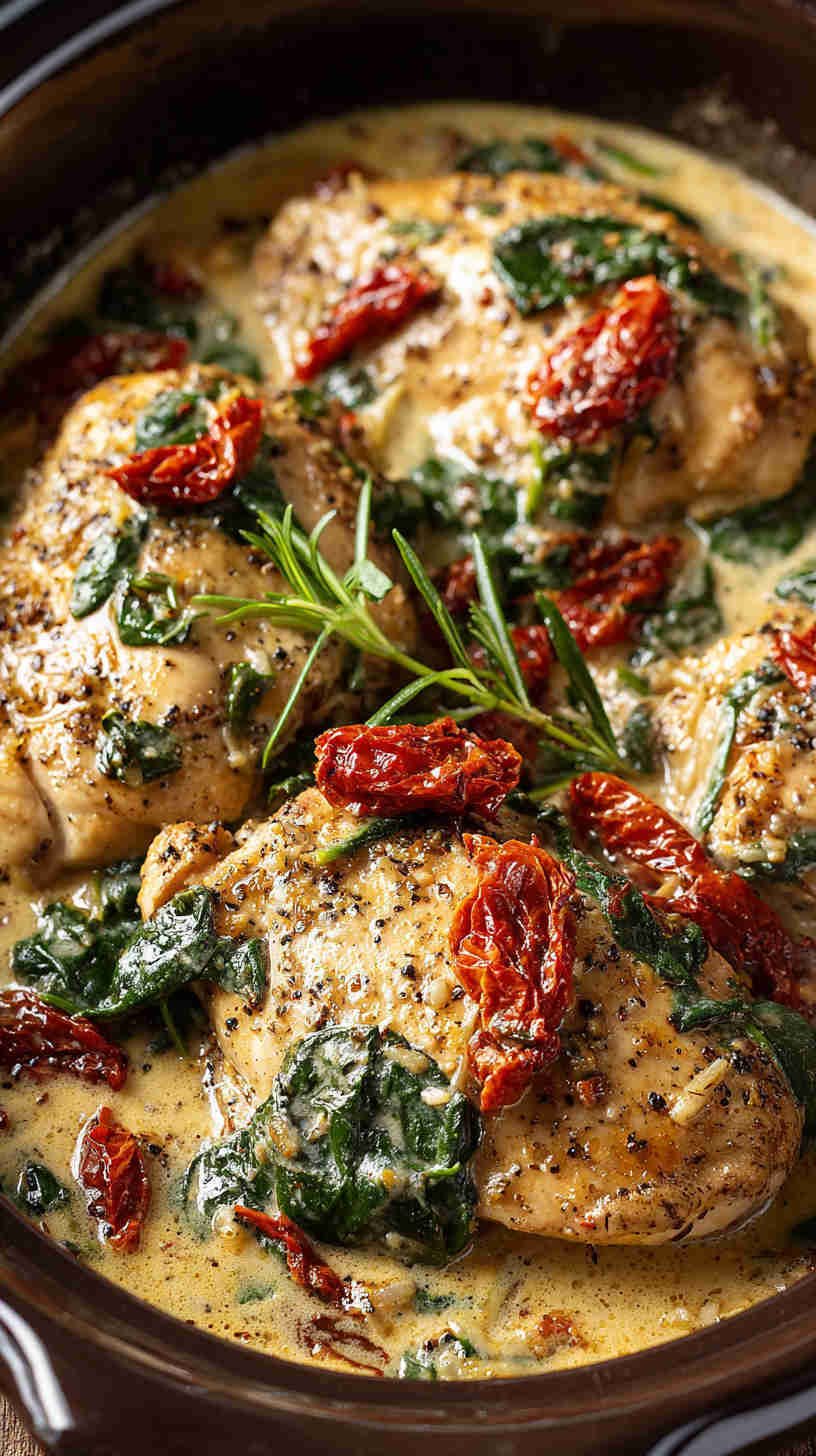 Crockpot Creamy Tuscan Garlic Chicken