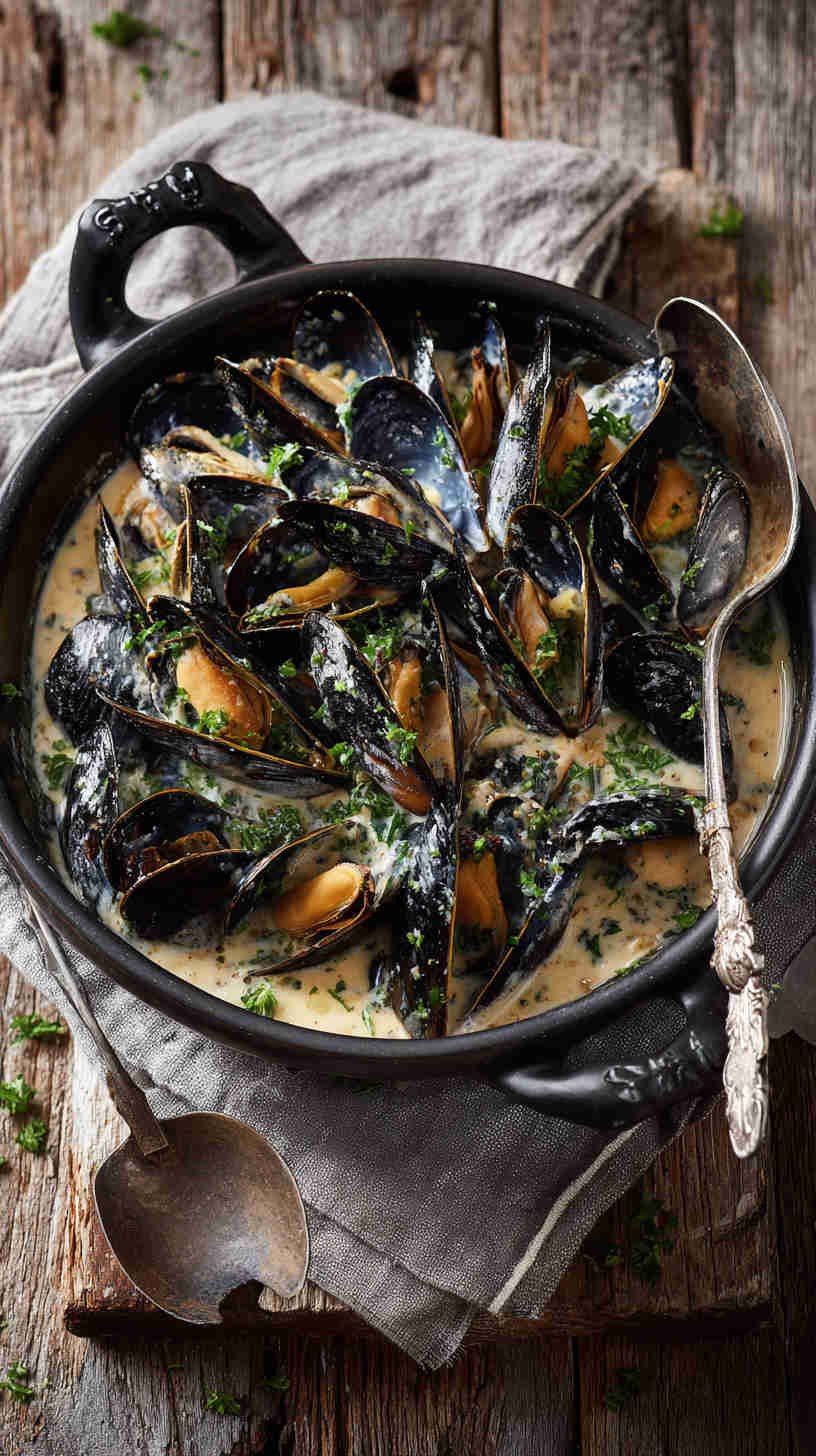 Crockpot Garlic Butter Mussels with White Wine