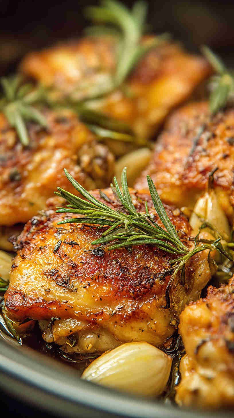 Crockpot Garlic and Herb Chicken Thighs