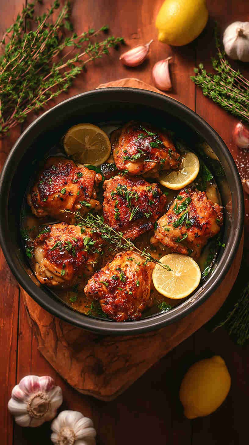 Crockpot Garlic and Herb Chicken Thighs