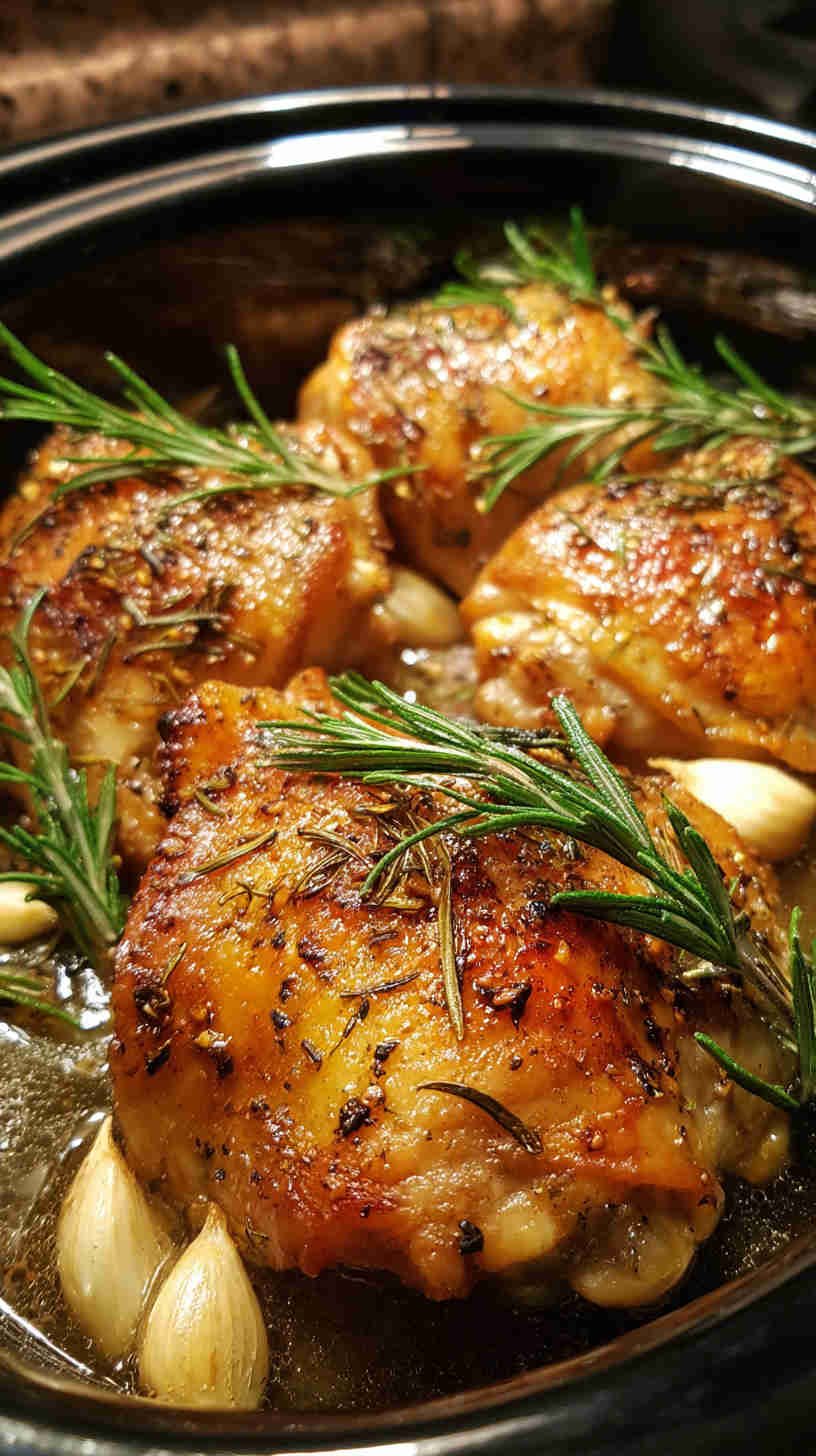 Crockpot Garlic and Herb Chicken Thighs