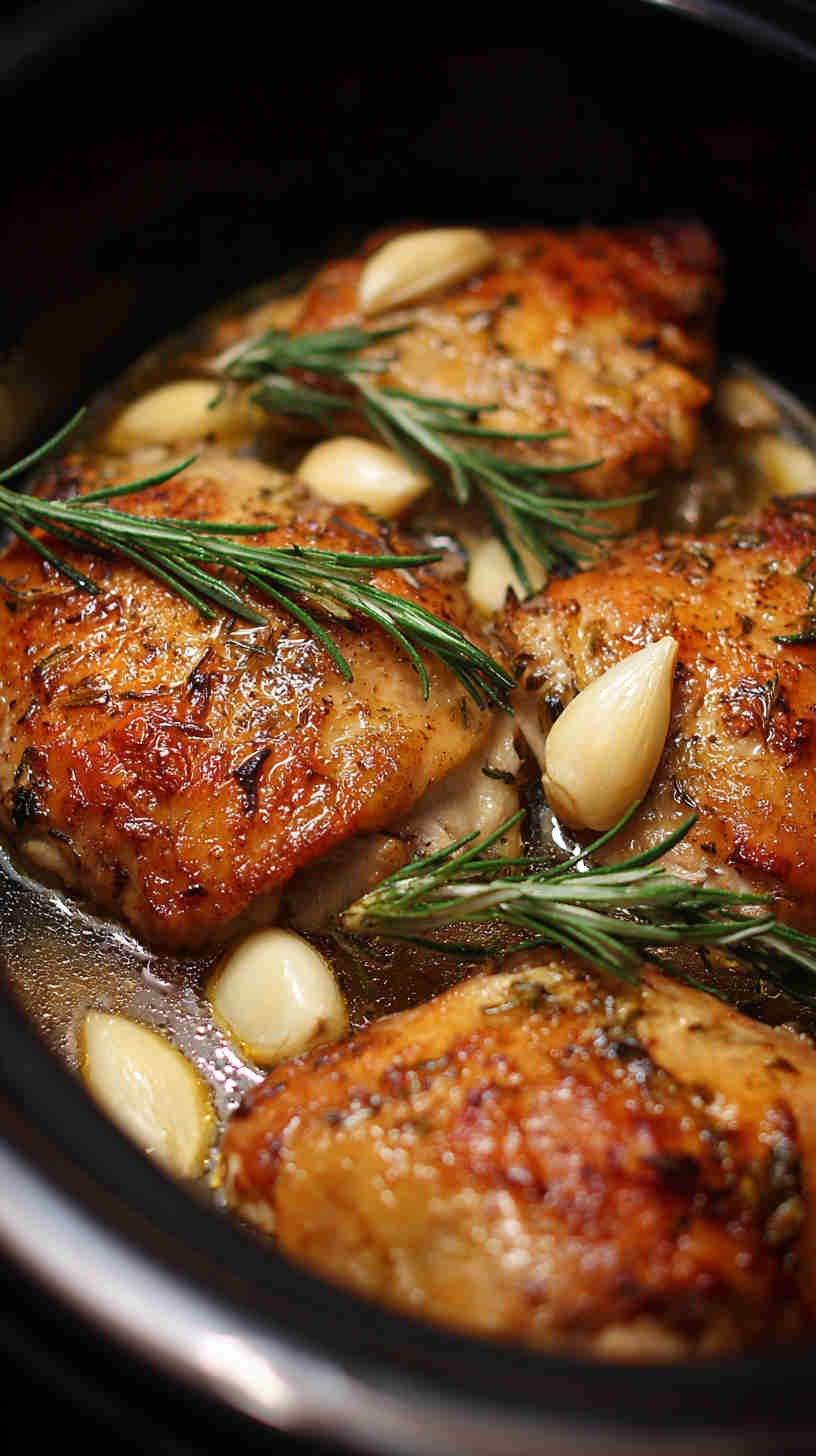 Crockpot Garlic and Herb Chicken Thighs