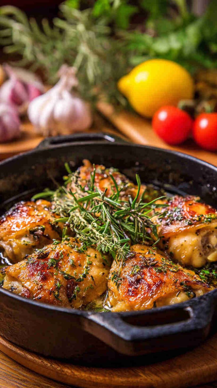 Crockpot Garlic and Herb Chicken Thighs
