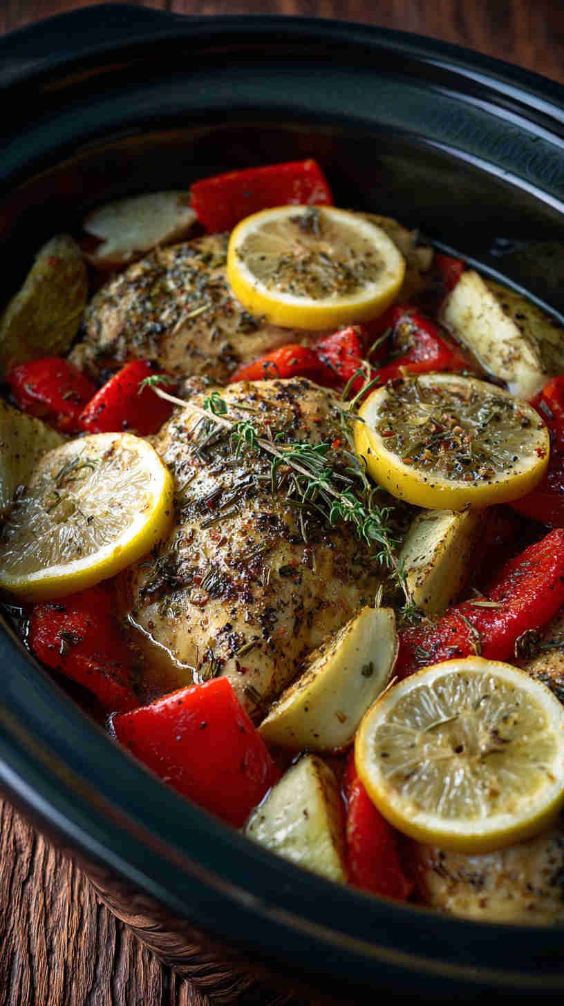 Crockpot Greek Chicken and Veggies