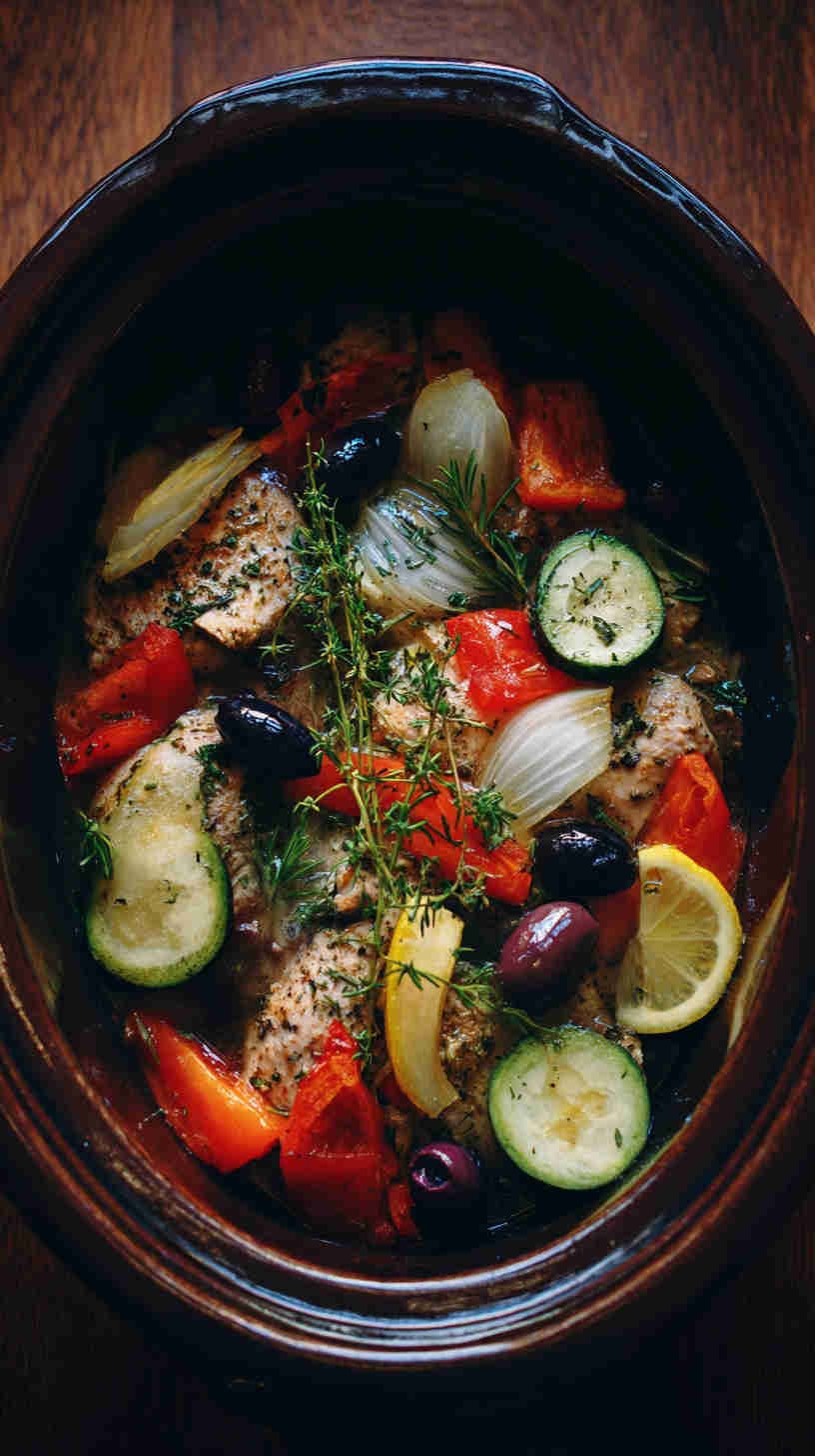Crockpot Greek Chicken and Veggies