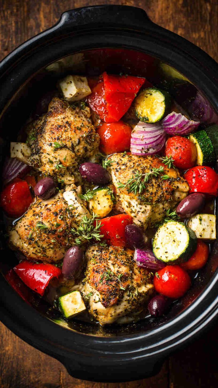 Crockpot Greek Chicken and Veggies