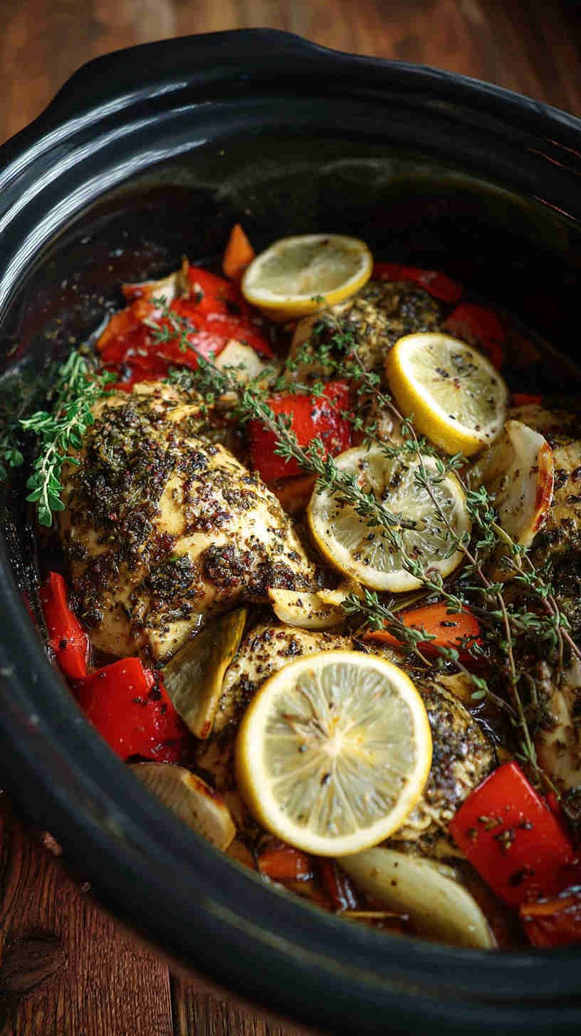 Crockpot Greek Chicken and Veggies