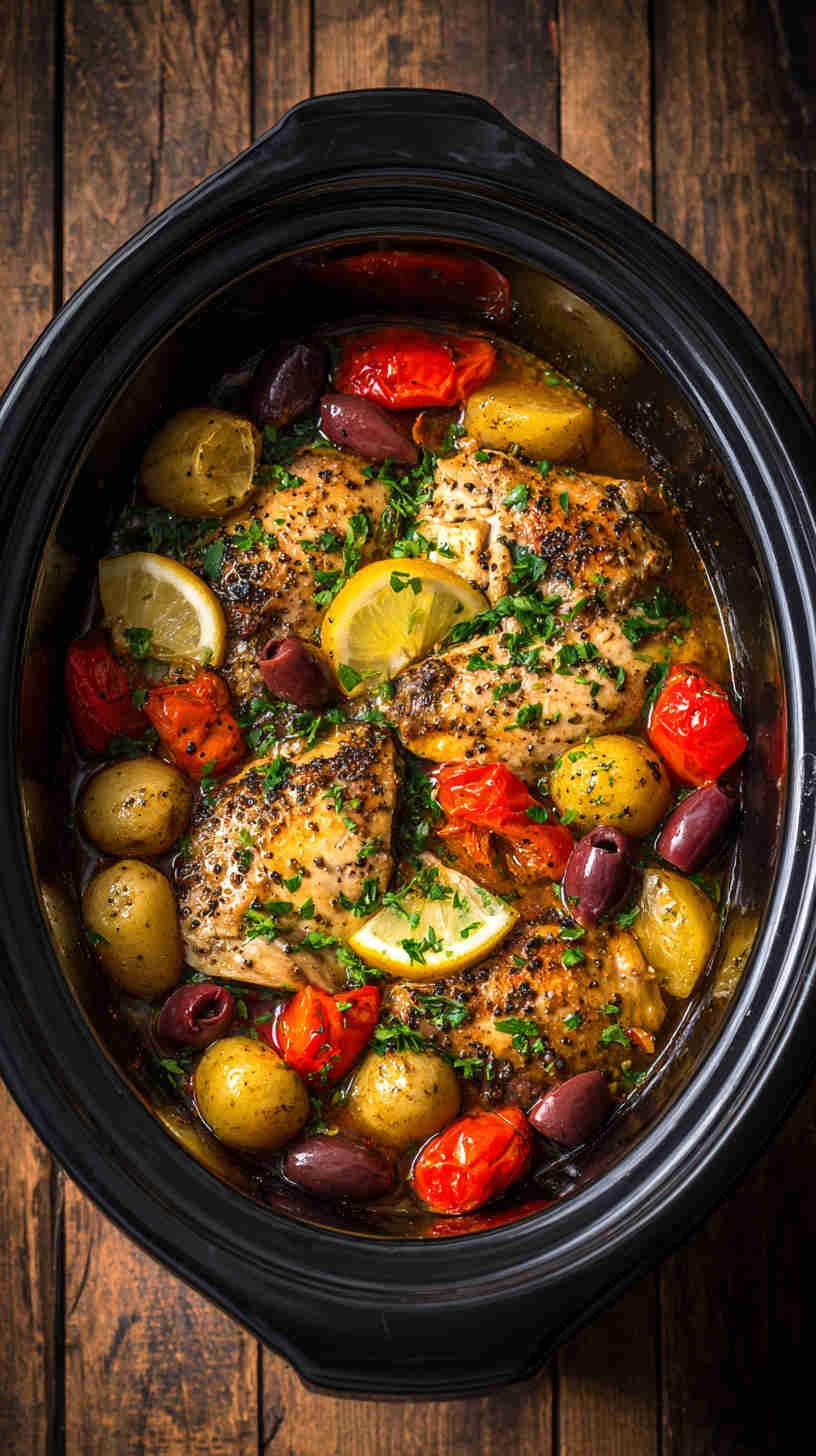 Crockpot Greek Chicken and Veggies