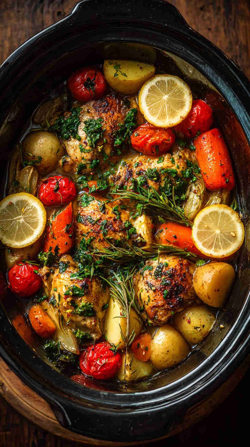 Crockpot Greek Chicken and Veggies