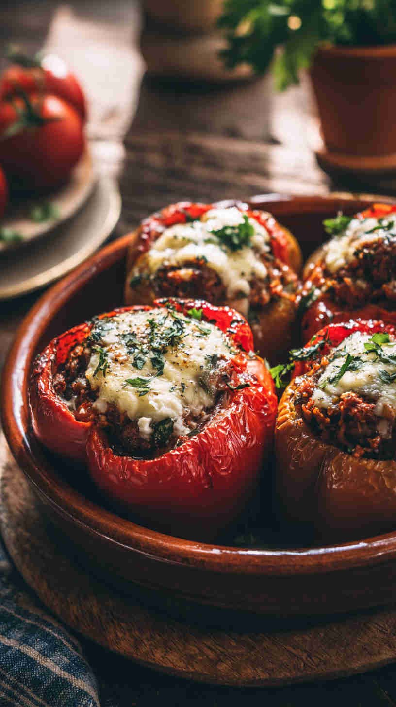Crockpot Greek Stuffed Peppers