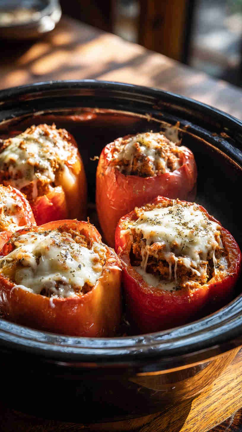 Crockpot Greek Stuffed Peppers
