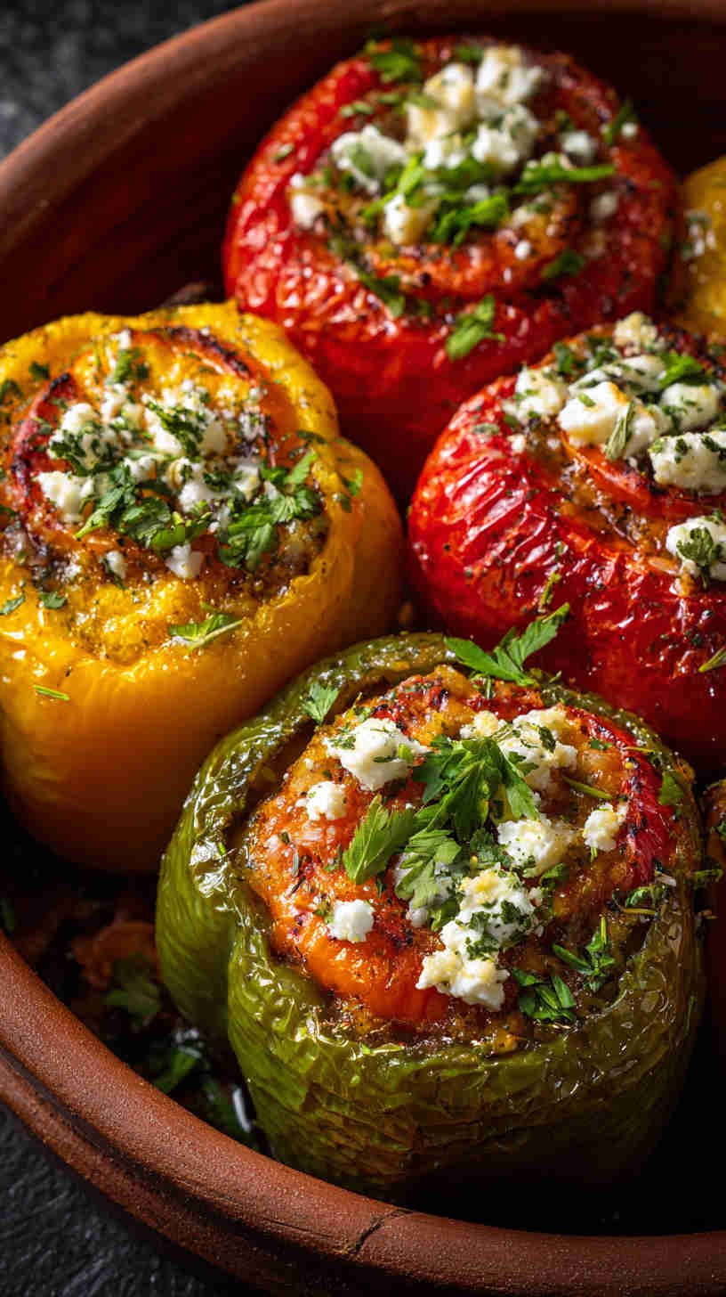 Crockpot Greek Stuffed Peppers