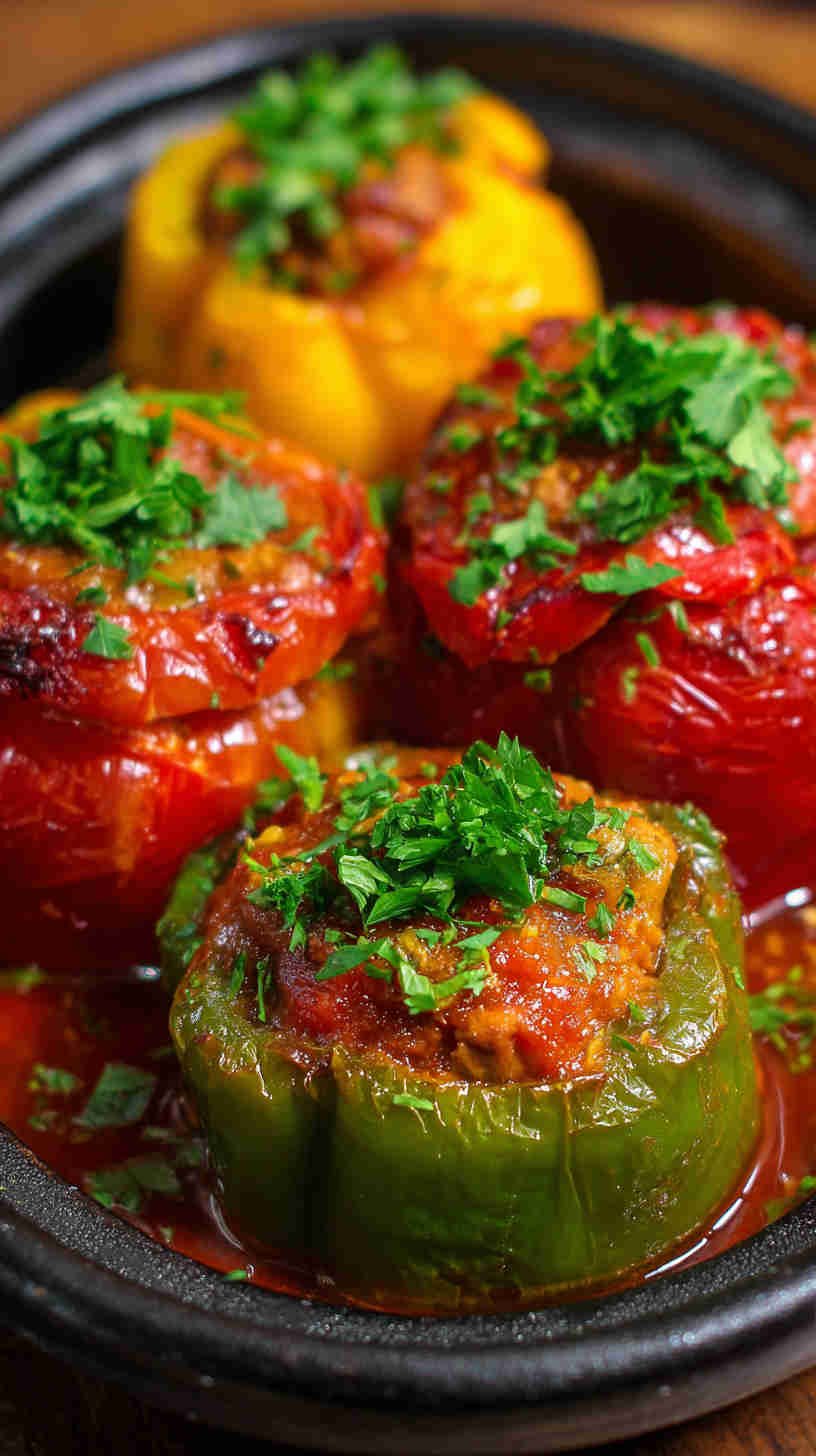 Crockpot Greek Stuffed Peppers