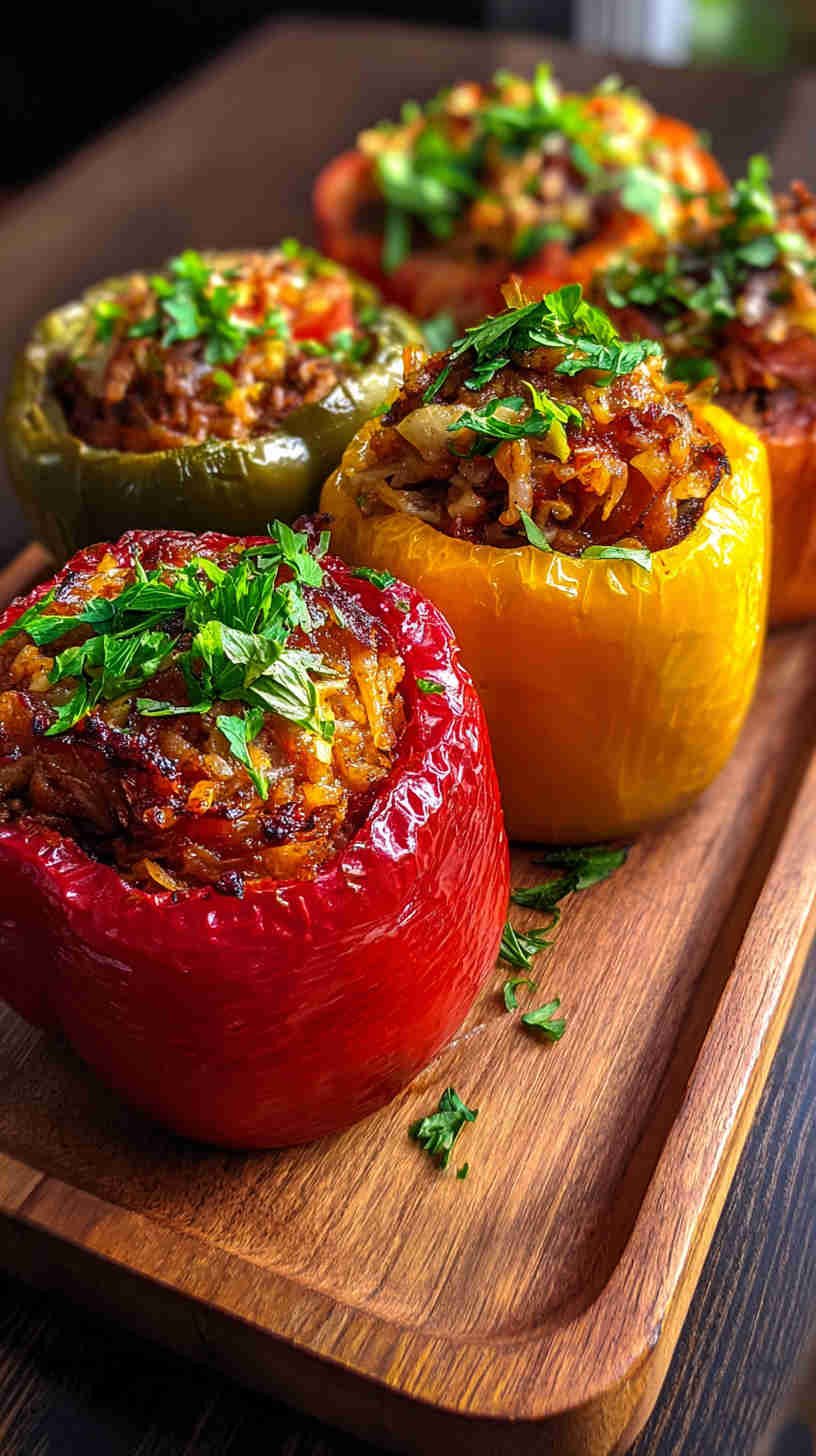 Crockpot Greek Stuffed Peppers