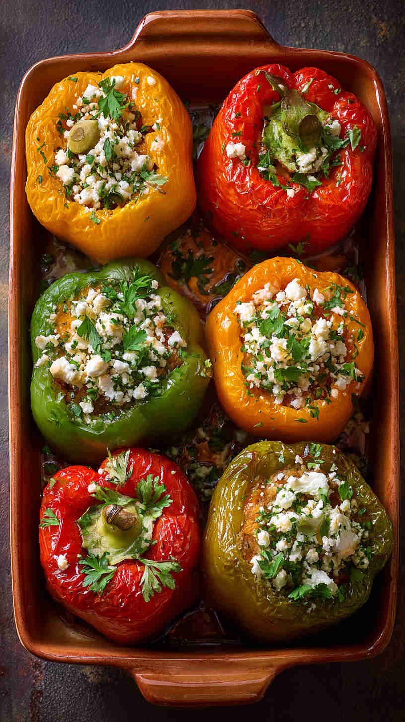 Crockpot Greek Stuffed Peppers