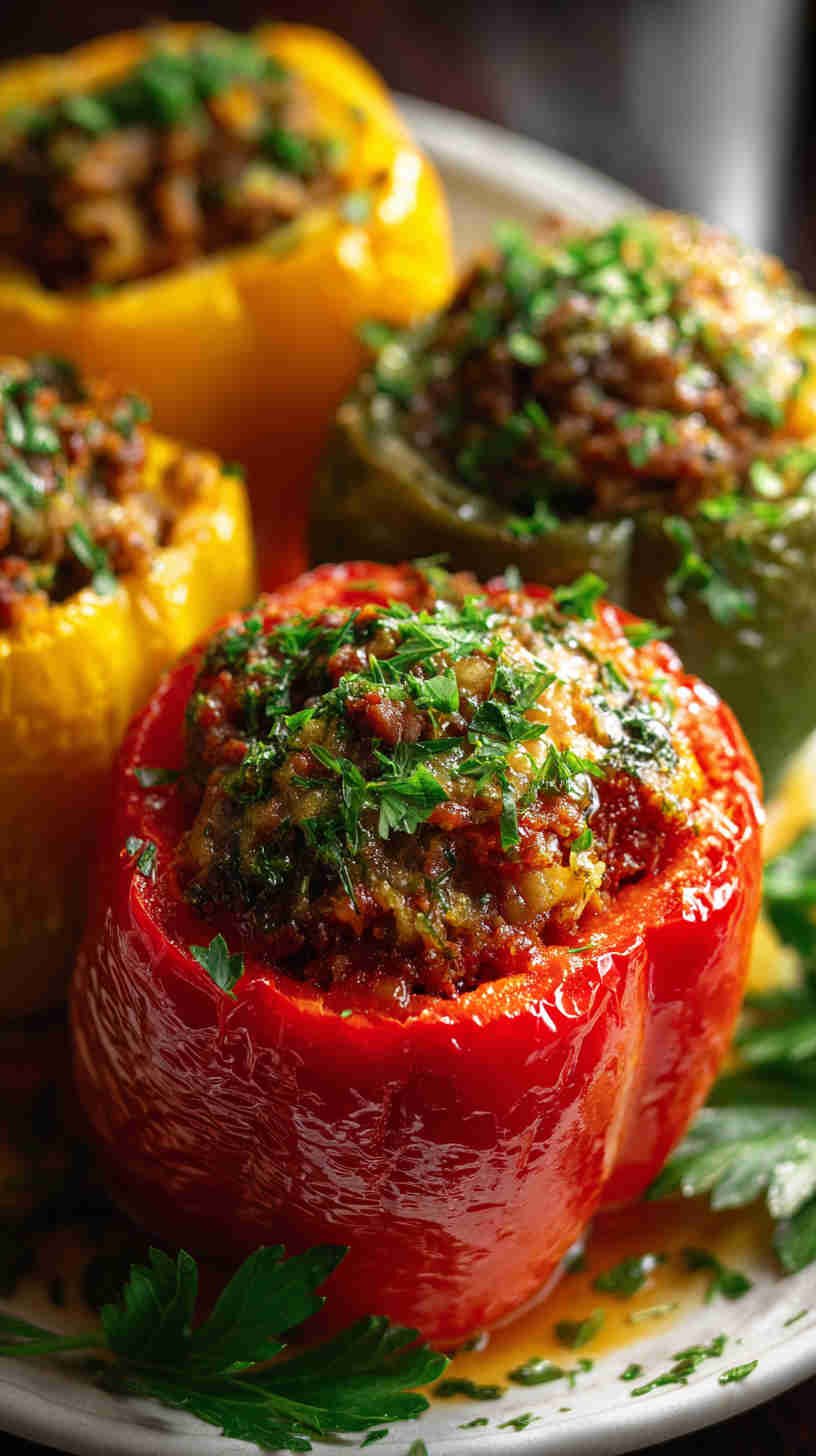 Crockpot Greek Stuffed Peppers