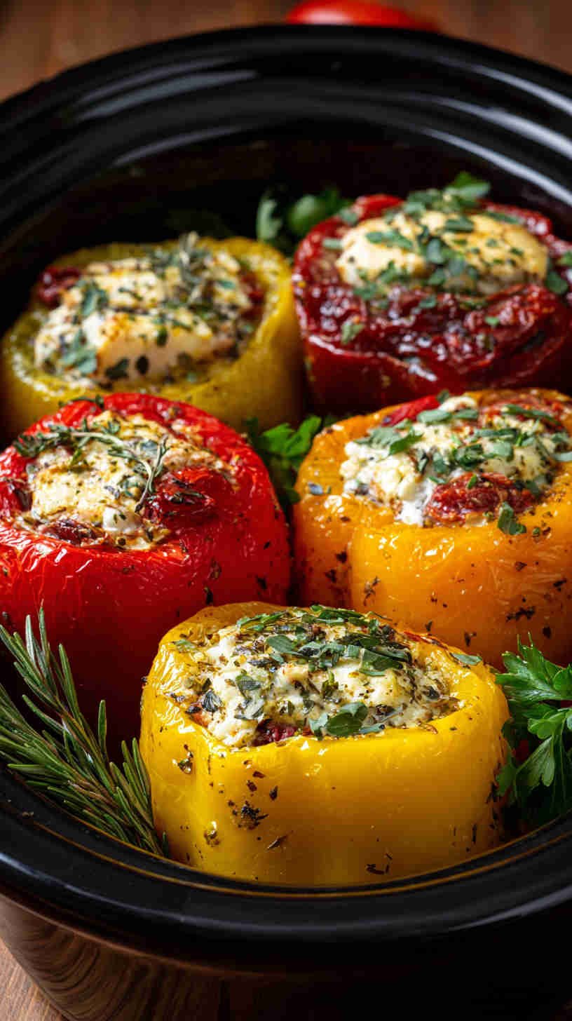 Crockpot Greek Stuffed Peppers