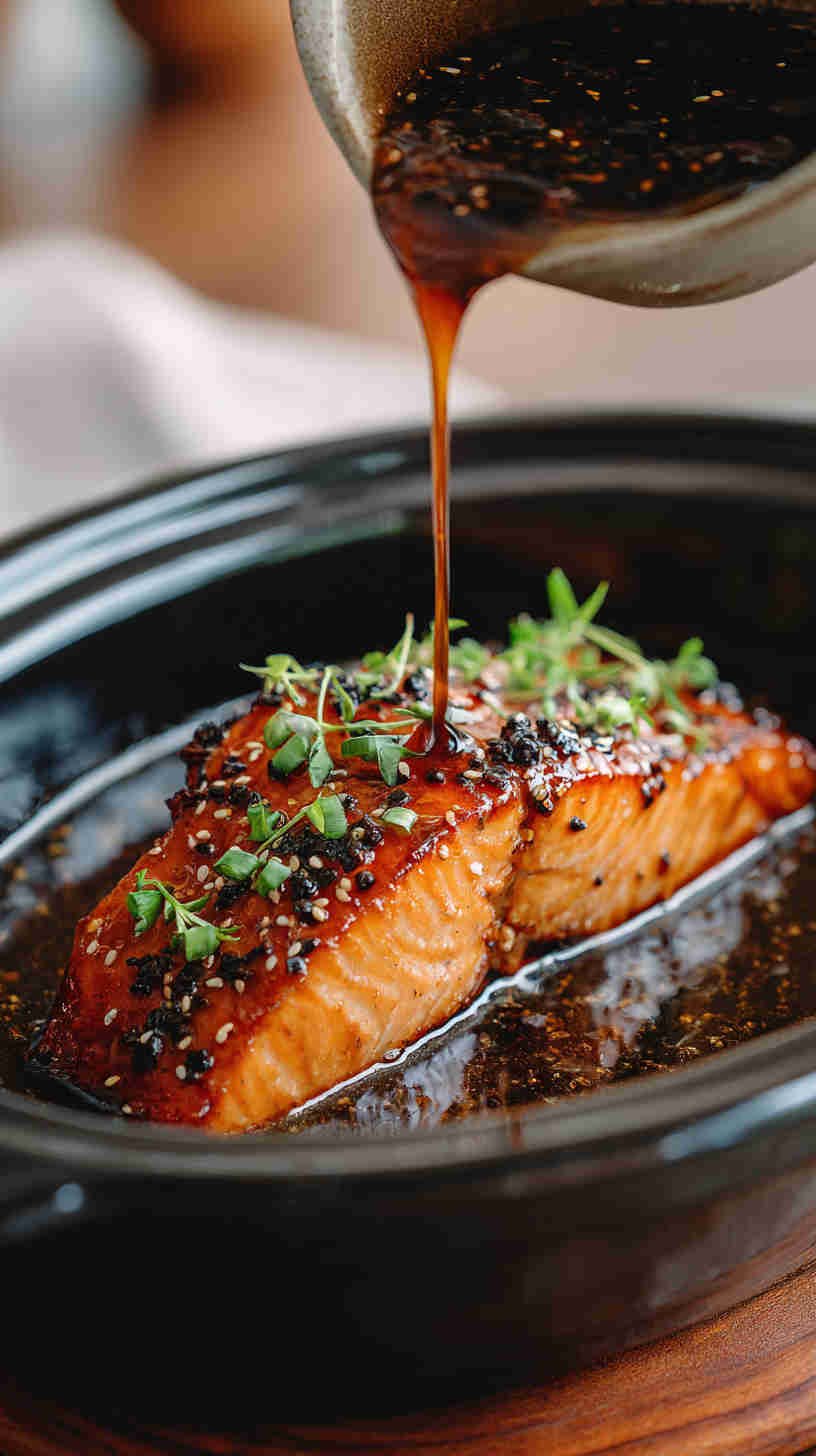 Crockpot Honey Soy Glazed Teriyaki Salmon
