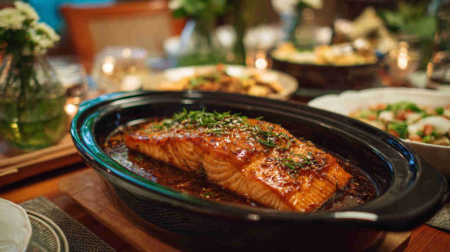 Crockpot Honey Soy Glazed Teriyaki Salmon