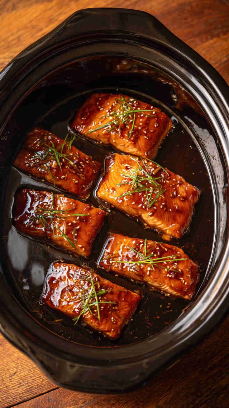 Crockpot Honey Soy Glazed Teriyaki Salmon
