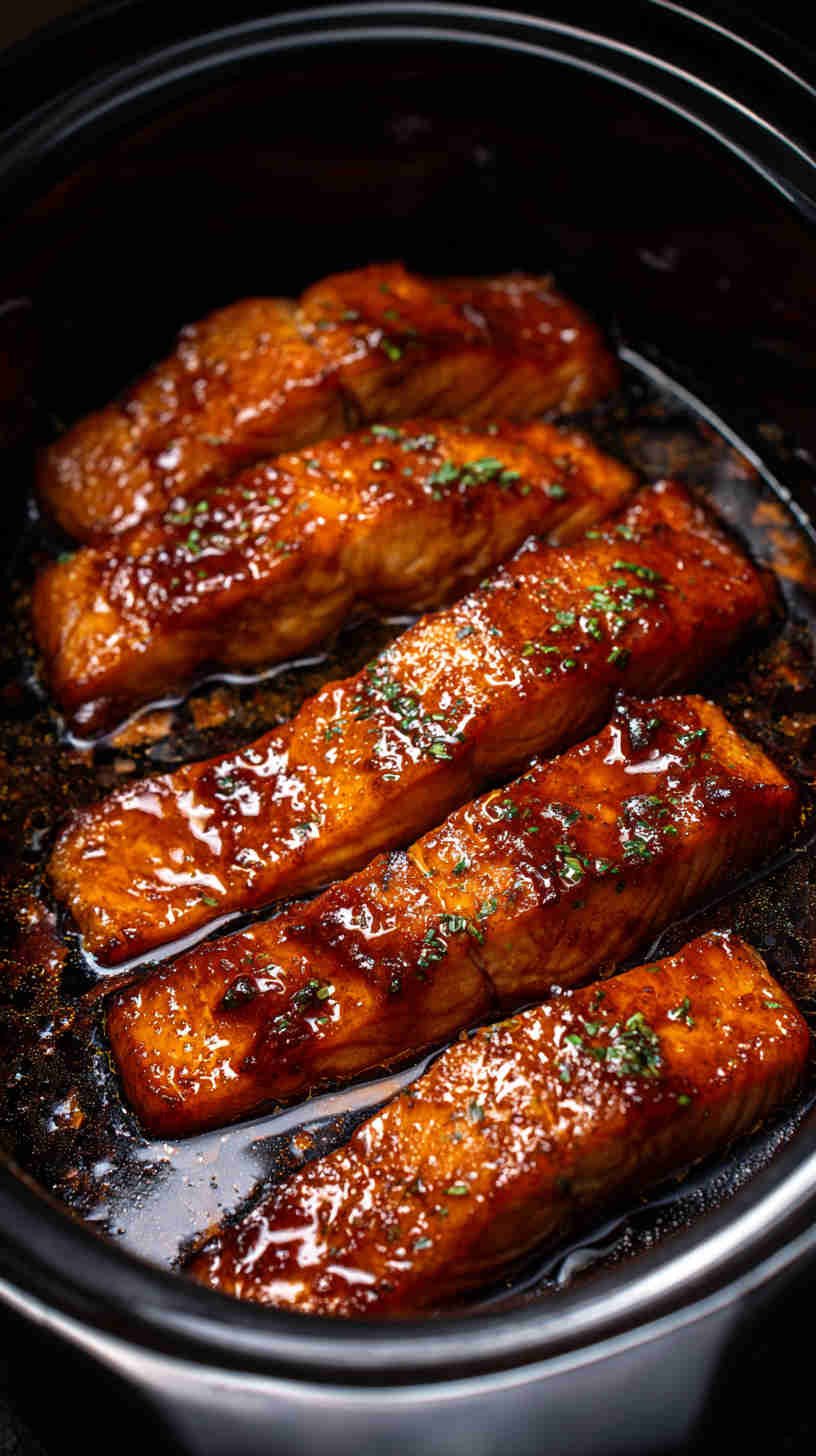 Crockpot Honey Soy Glazed Teriyaki Salmon