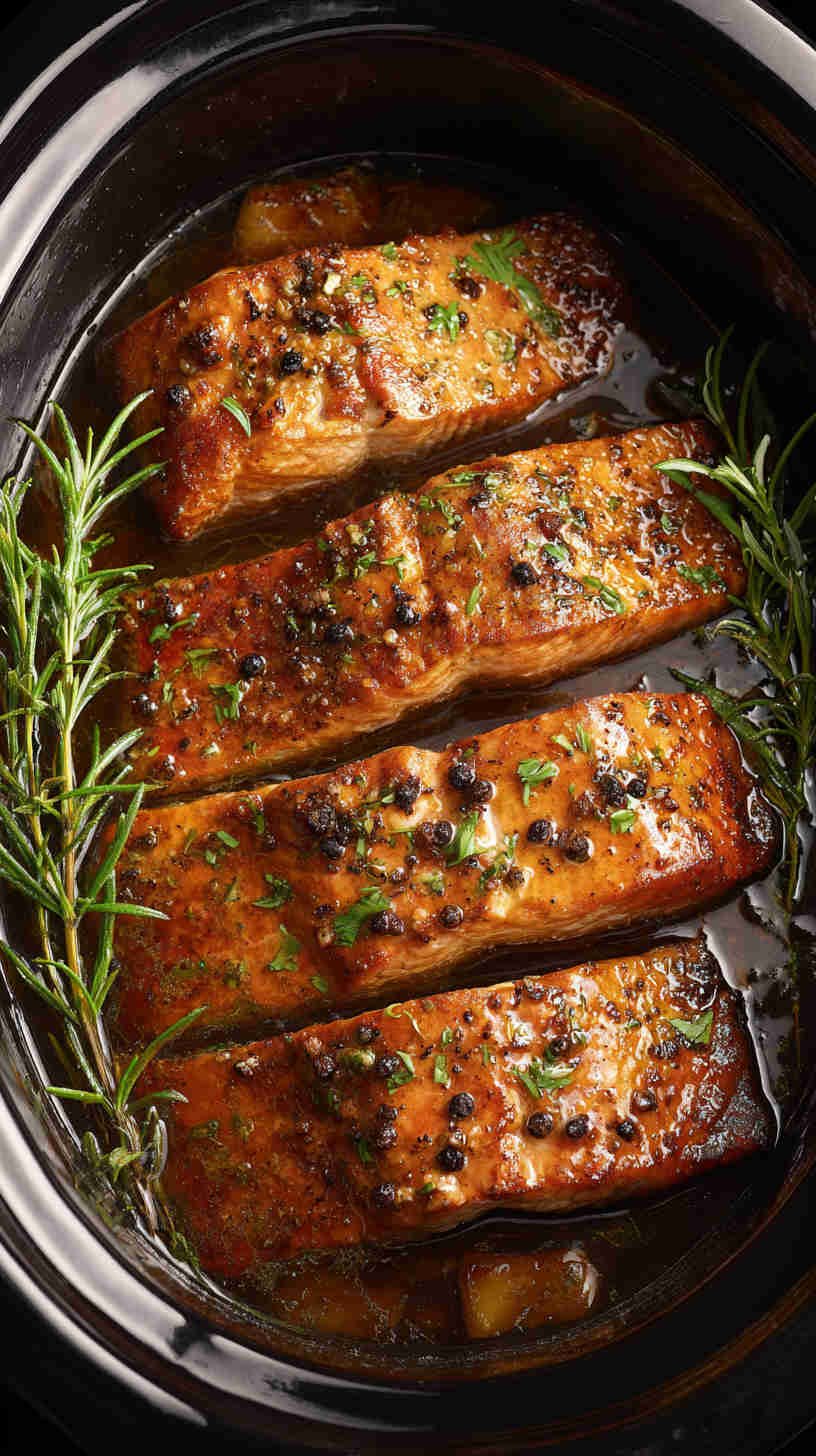 Crockpot Honey Soy Glazed Teriyaki Salmon