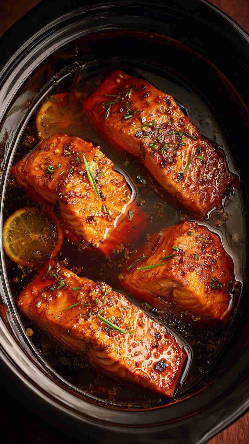 Crockpot Honey Soy Glazed Teriyaki Salmon