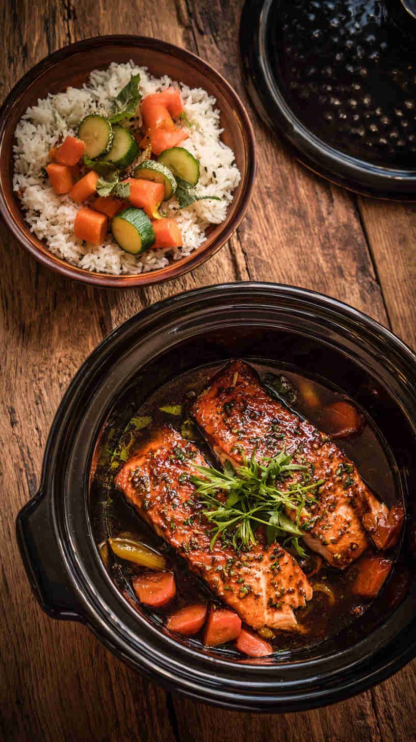 Crockpot Honey Soy Glazed Teriyaki Salmon
