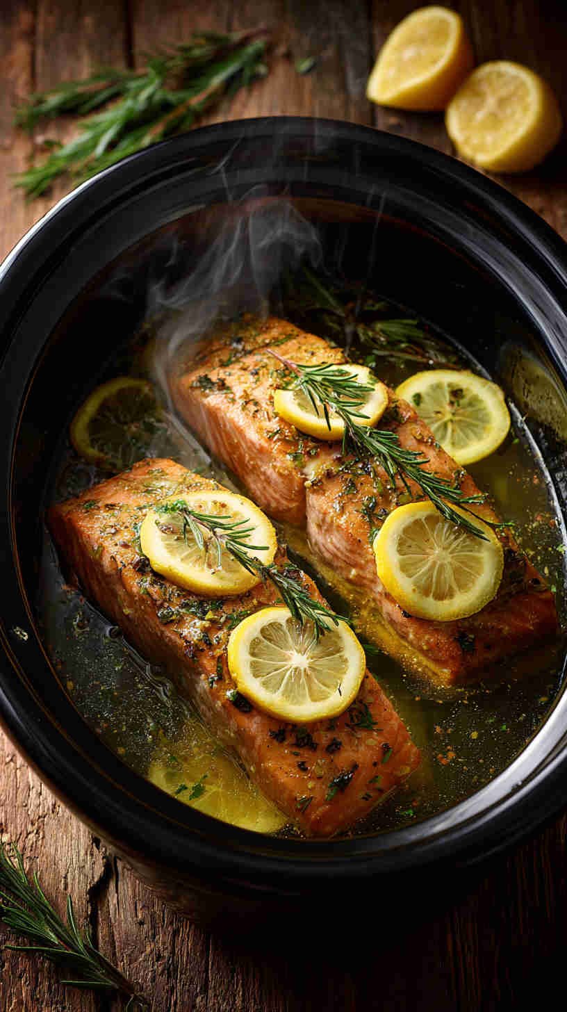 Crockpot Lemon Garlic Butter Salmon