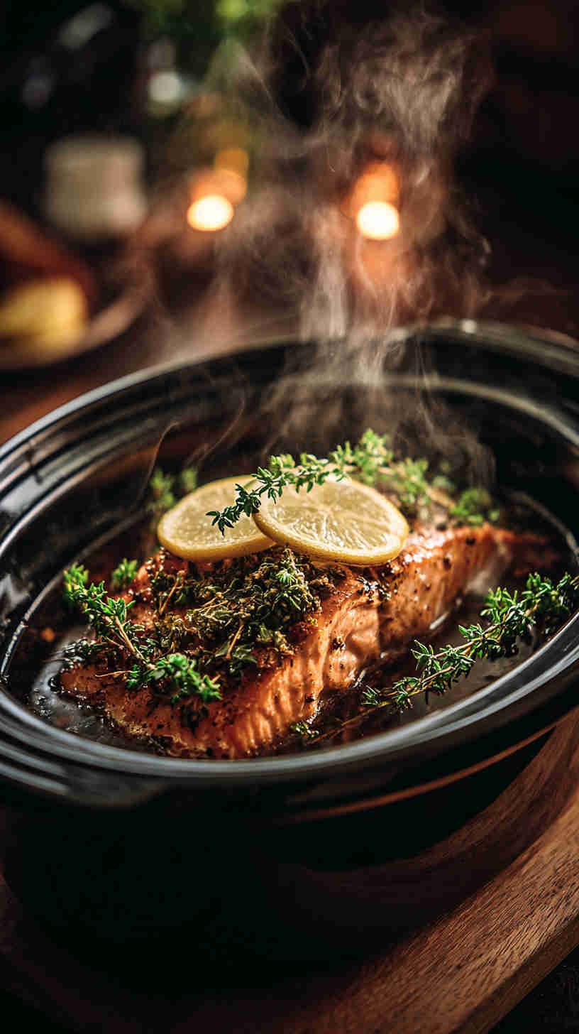 Crockpot Lemon Herb Salmon Fillets
