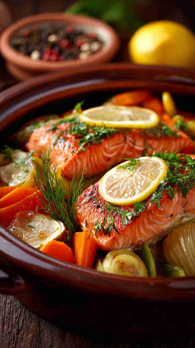 Crockpot Lemon Herb Salmon Fillets