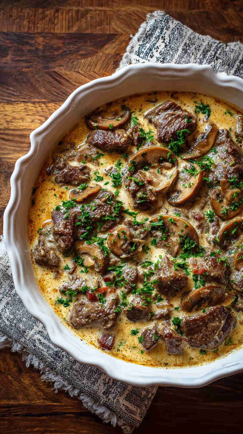 Crockpot Low-Carb Beef Stroganoff