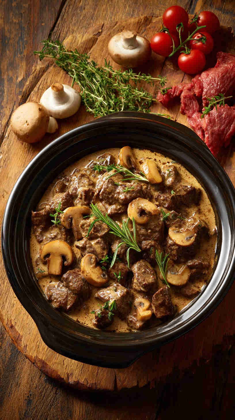 Crockpot Low-Carb Beef Stroganoff