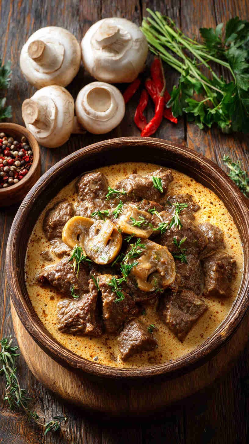 Crockpot Low-Carb Beef Stroganoff