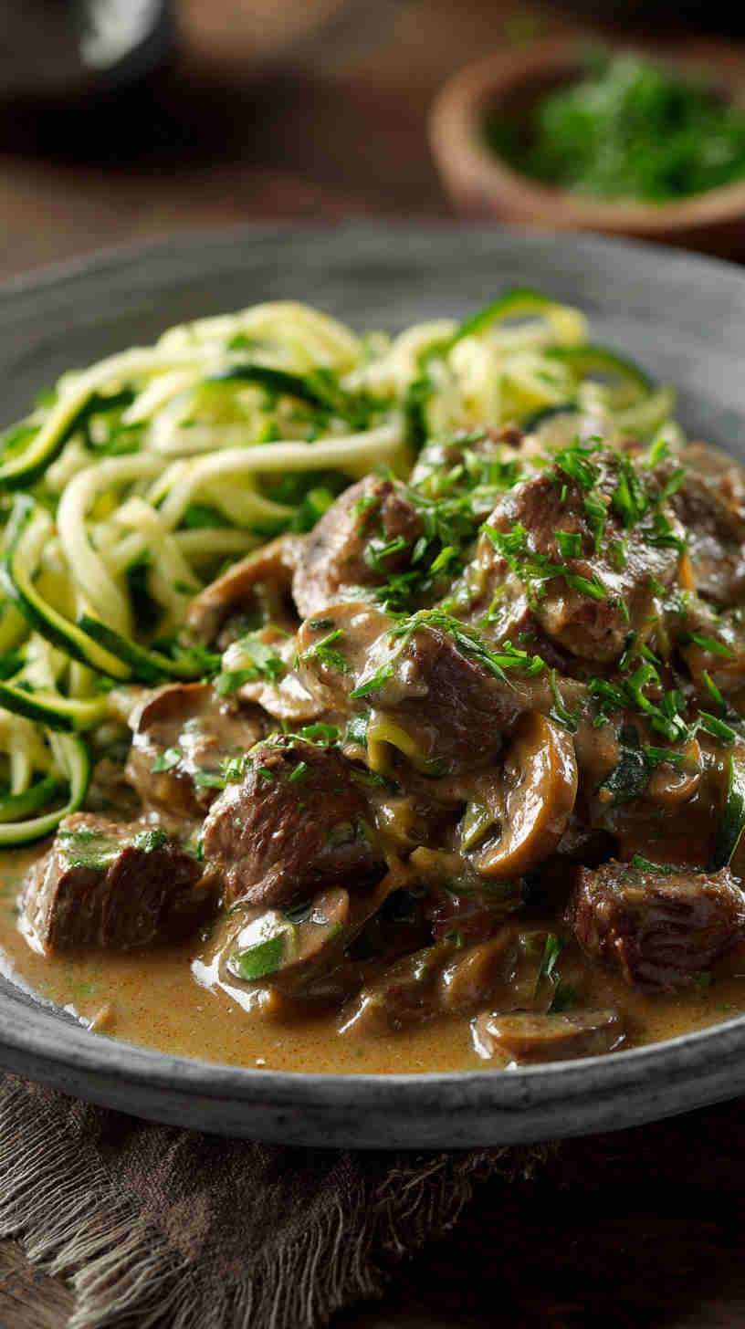 Crockpot Low-Carb Beef Stroganoff