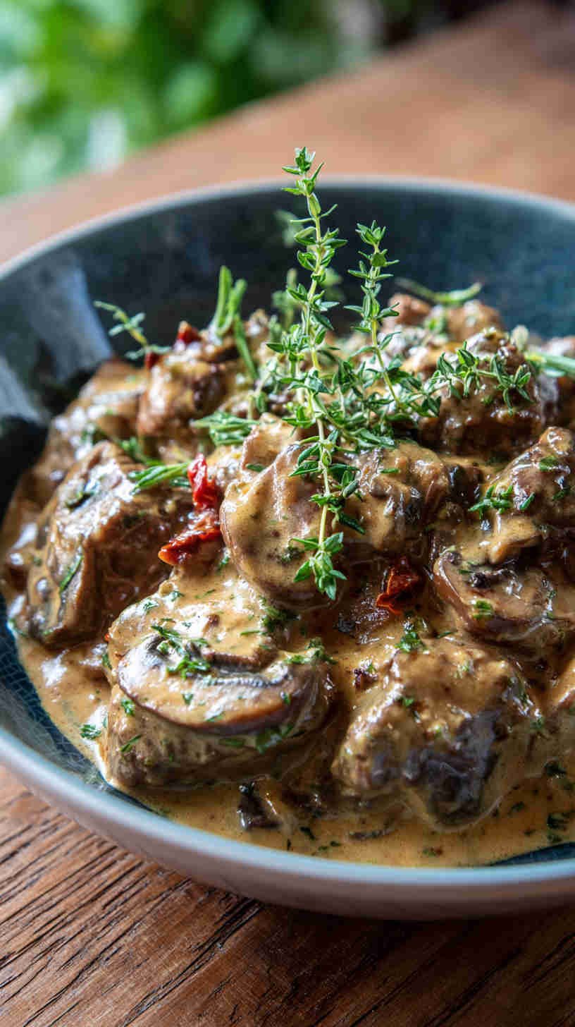 Crockpot Low-Carb Beef Stroganoff