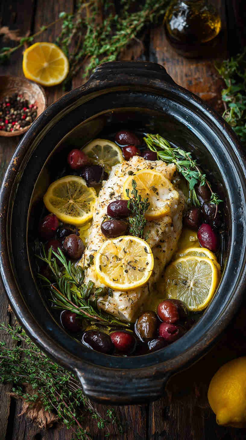 Crockpot Mediterranean Herb Baked Cod
