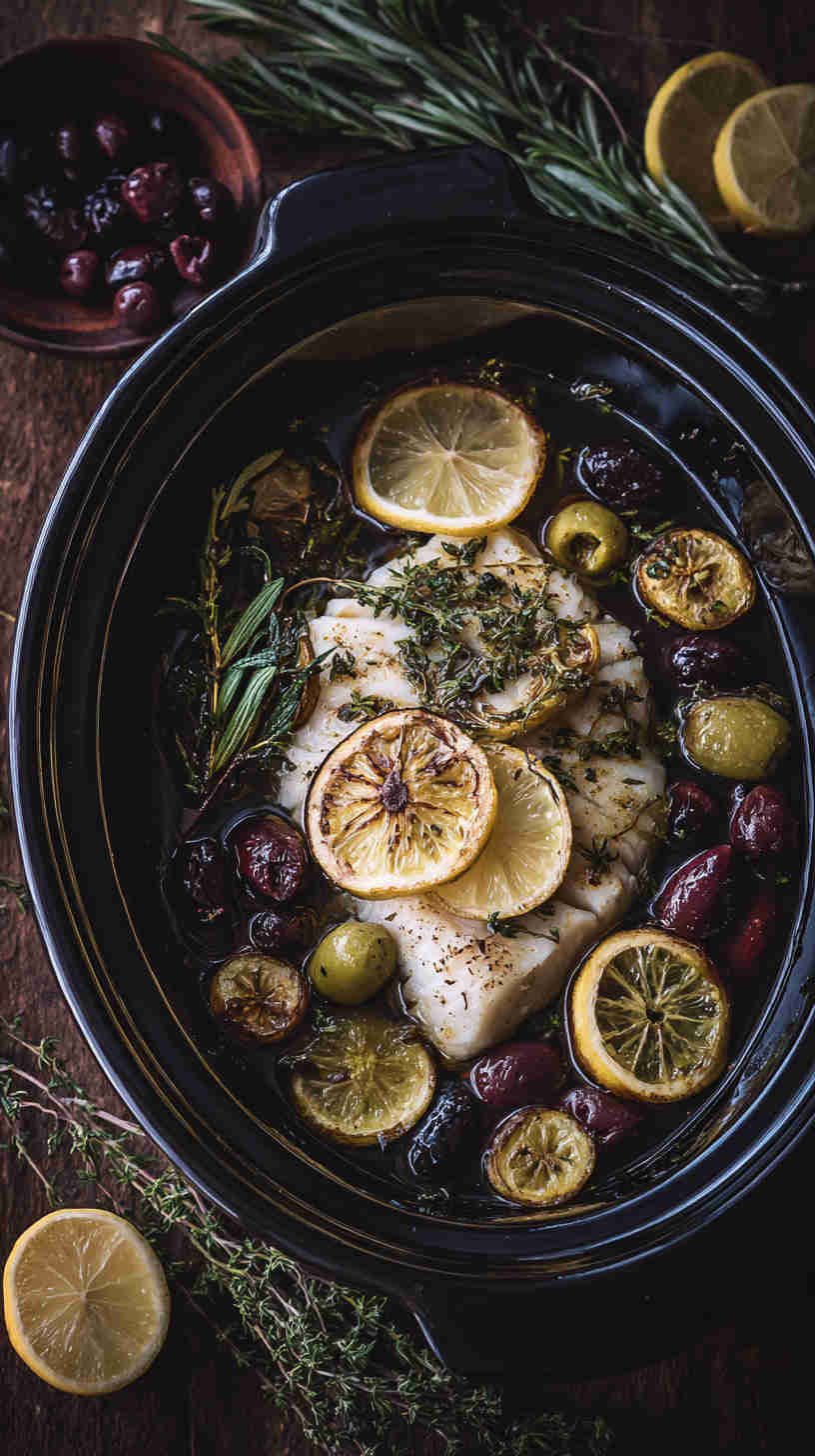 Crockpot Mediterranean Herb Baked Cod