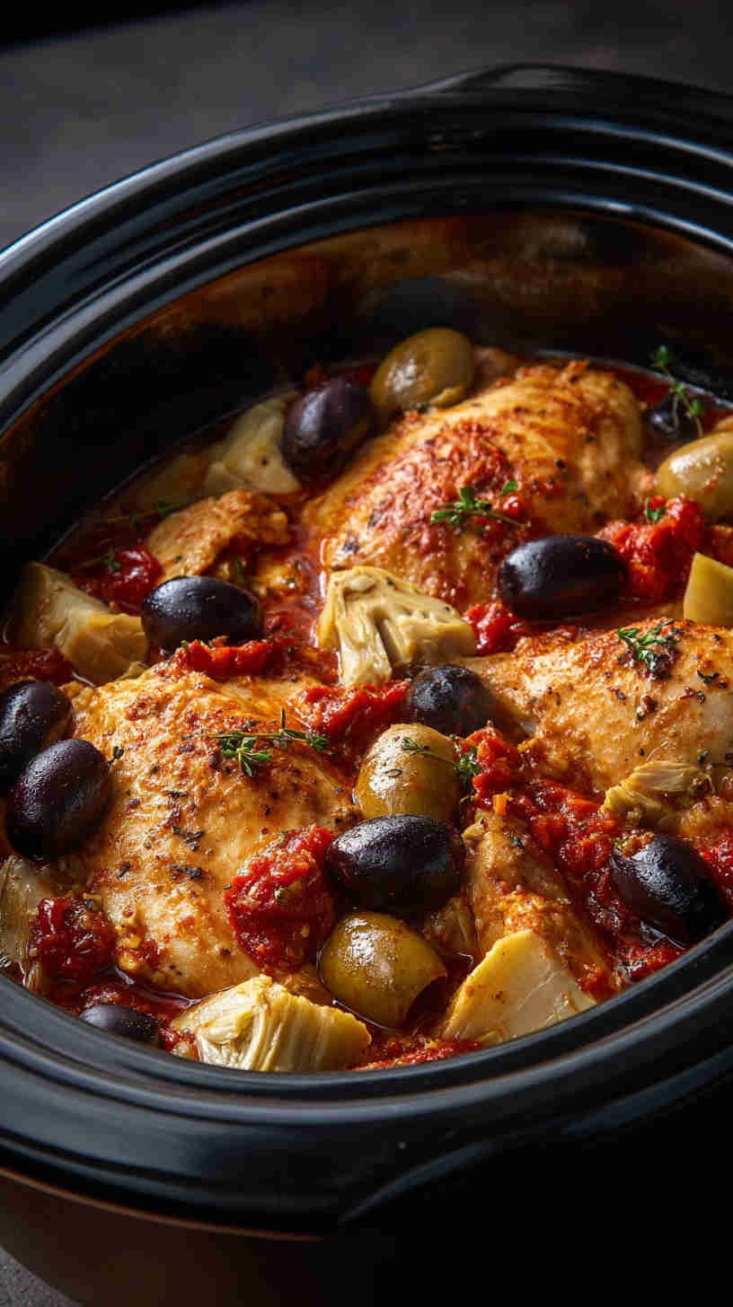 Crockpot Olive and Artichoke Chicken