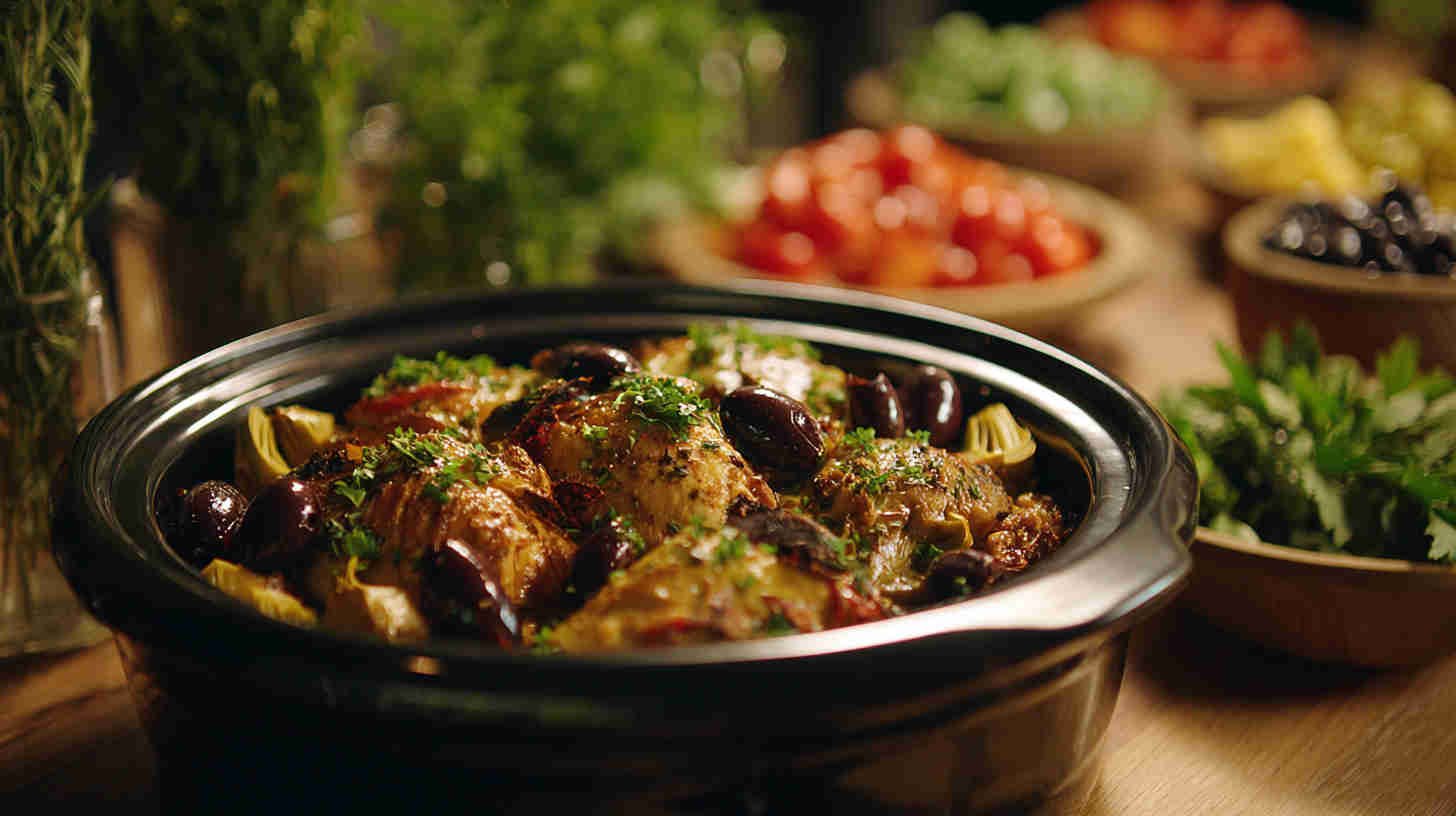 Crockpot Olive and Artichoke Chicken