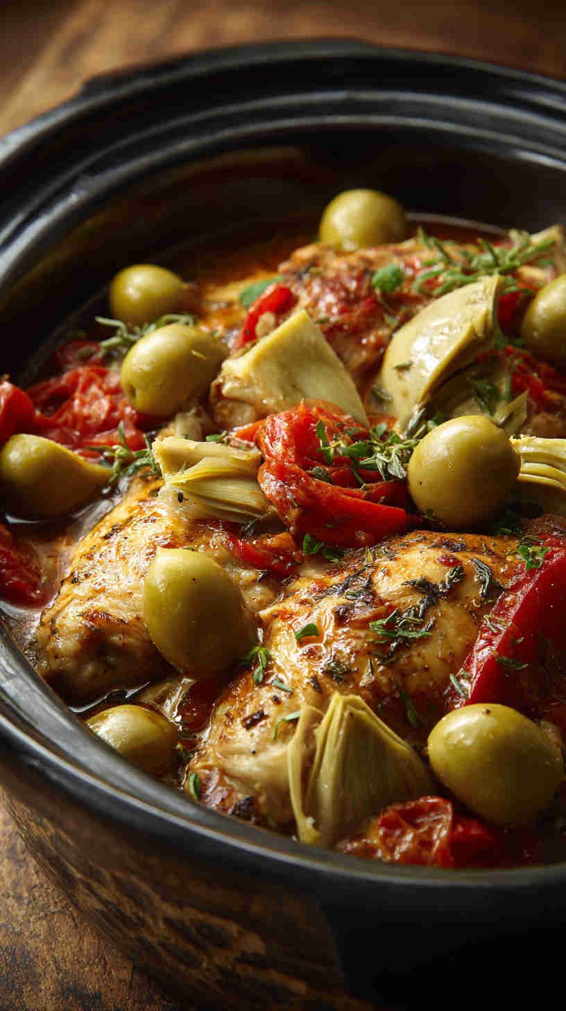 Crockpot Olive and Artichoke Chicken