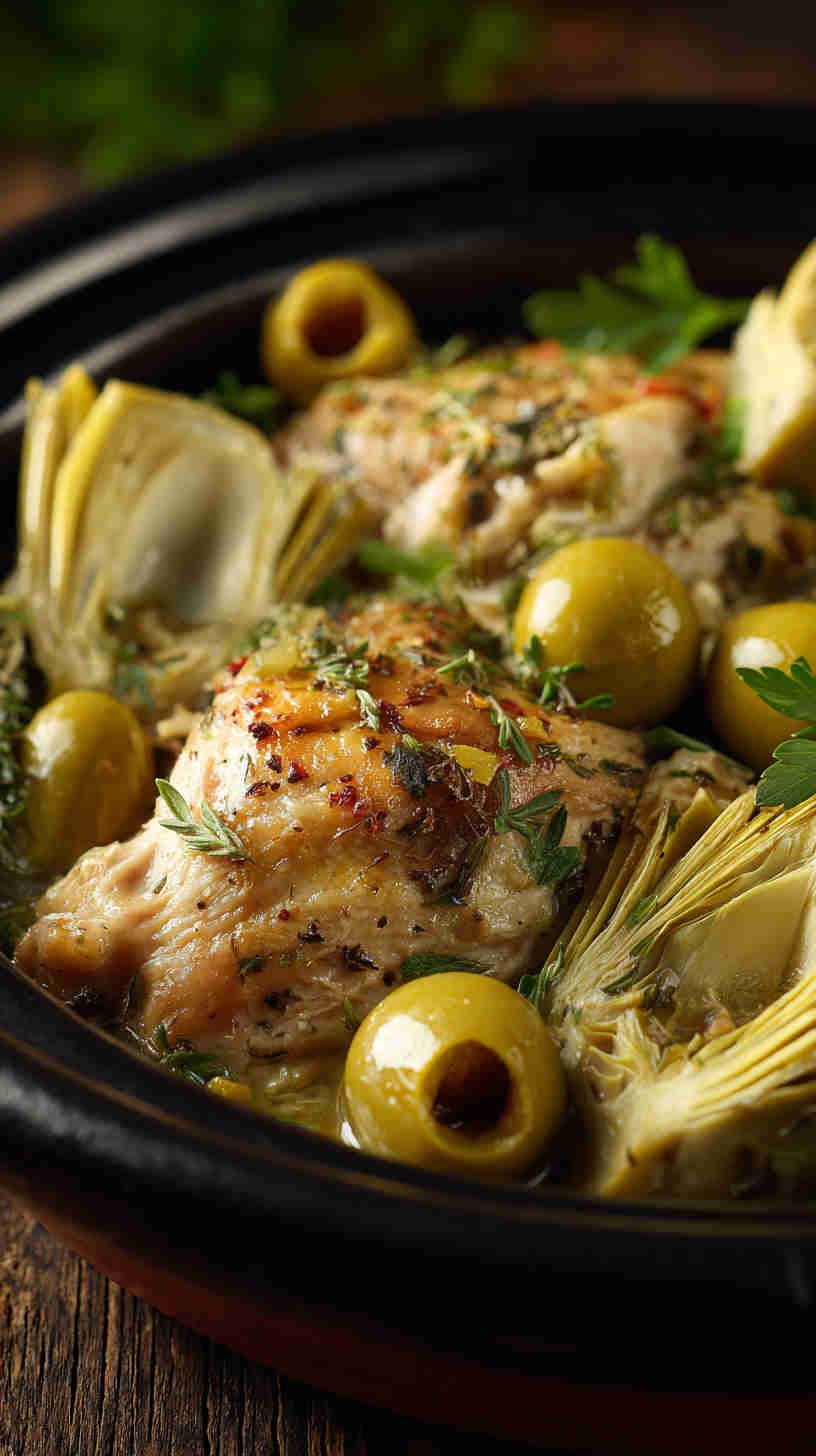 Crockpot Olive and Artichoke Chicken