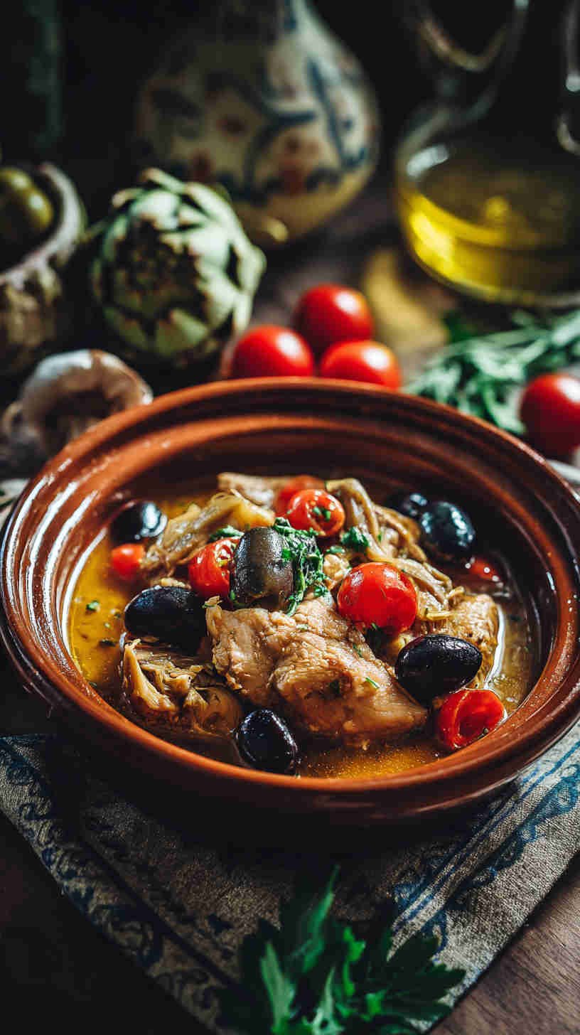 Crockpot Olive and Artichoke Chicken