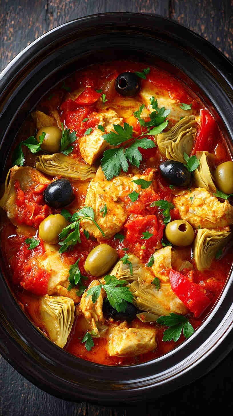 Crockpot Olive and Artichoke Chicken