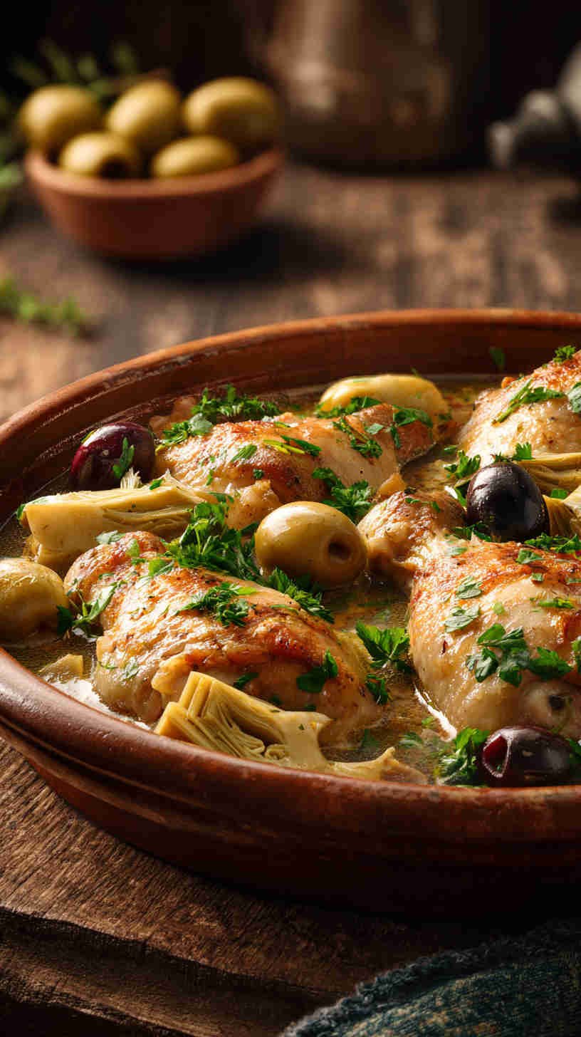 Crockpot Olive and Artichoke Chicken