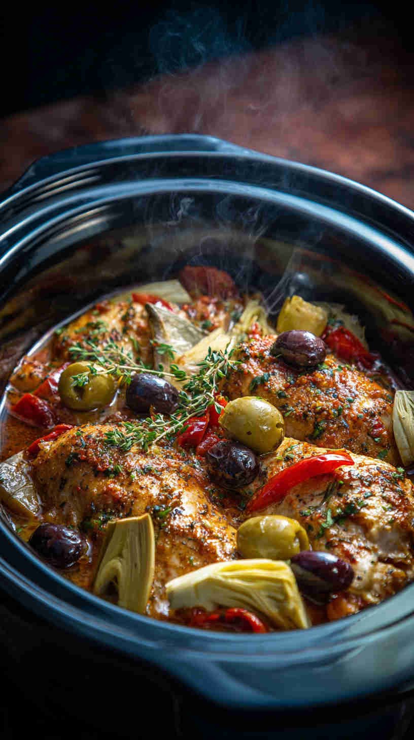 Crockpot Olive and Artichoke Chicken