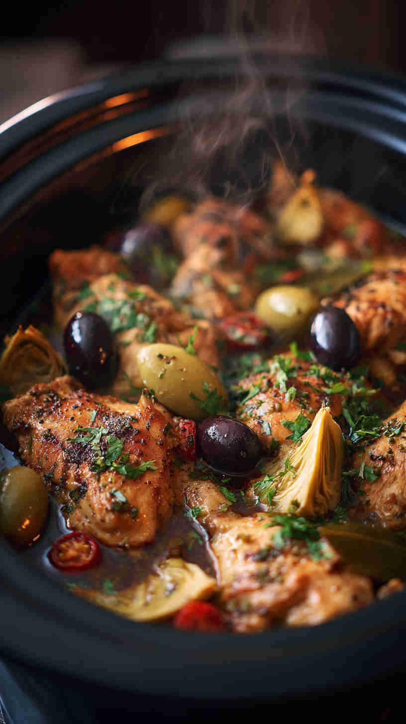 Crockpot Olive and Artichoke Chicken