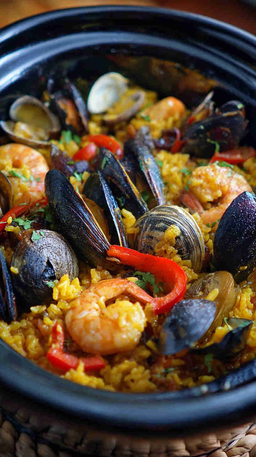 Crockpot Seafood Paella with Saffron Rice