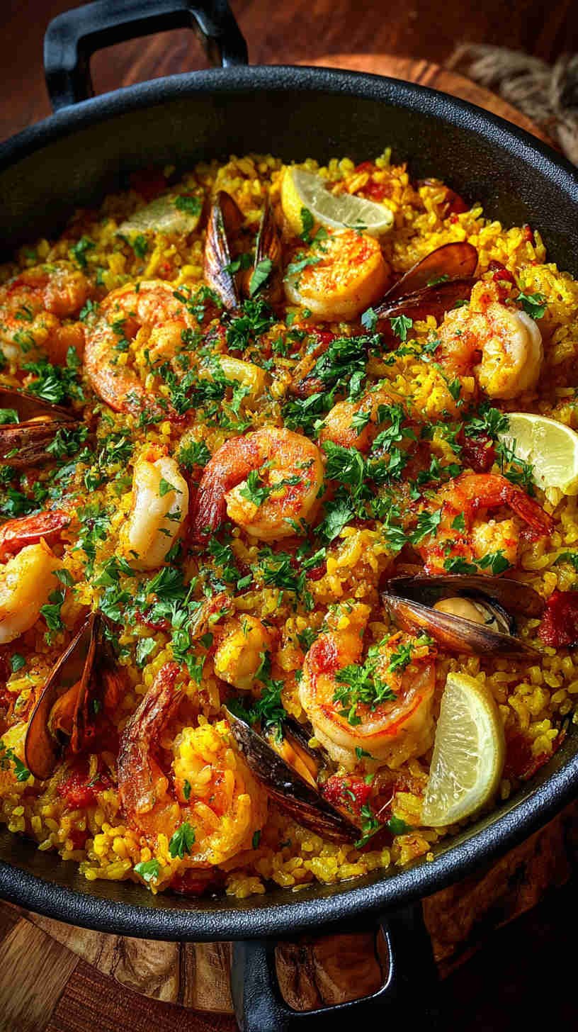 Crockpot Seafood Paella with Saffron Rice