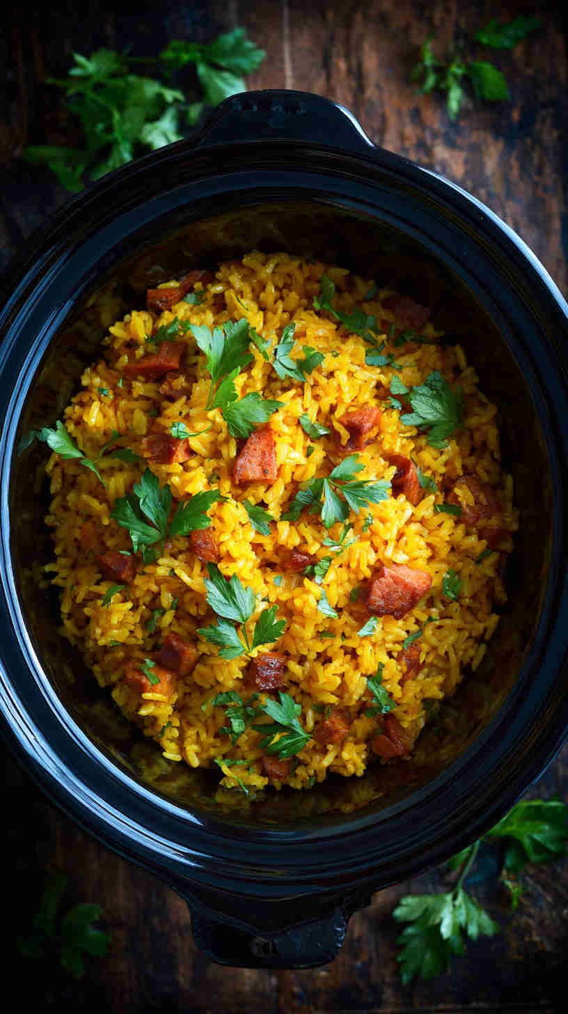 Crockpot Seafood Paella with Saffron Rice